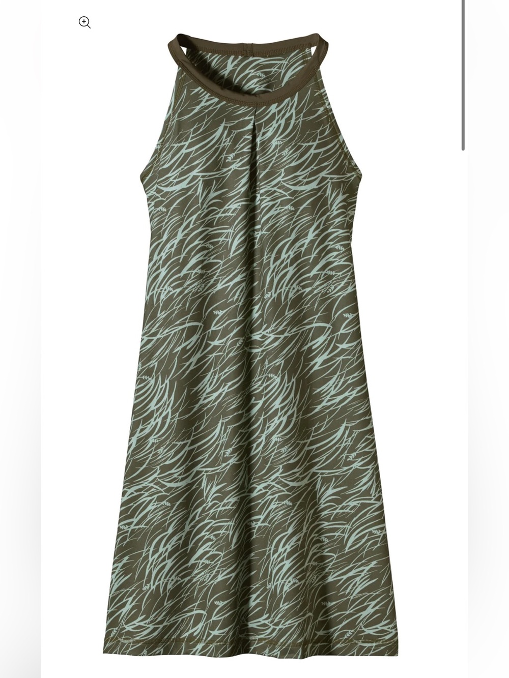 Patagonia Green Patterned Sleeveless Athletic Stretchy Dress ‘Tall Pines’ Earthy